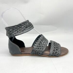 ROAN Bed Stu Womens 10 Clio Sandals Black Woven Leather Gladiator Zip Flats Boho